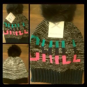 Zoe & Bella "Chill"  Knit Hat With furry pom pom